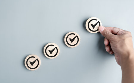 Business growth success achievement PDCA concept, step stair or ladder for planning development...
