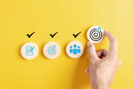 Business growth and goal target PDCA concept, planning development leadership and customer target groupの写真素材