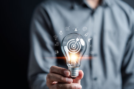 Business idea aiming target strategically planning and initiating a corporate startup. aim to achieve objectives through value development, fostering leadership, customer target groups.の写真素材