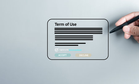 Hand tick agree and accept of Terms of use, reading terms and conditions of website or service...