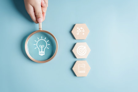 Focus to Light Bulb with learning education and graduation concept. study knowledge to creative thinking idea and problem solving solution, E-learning online education course degree certificateの写真素材