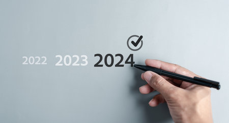 Planning New year checklist in 2024 and countdown merry christmas and happy new year, Planning and...