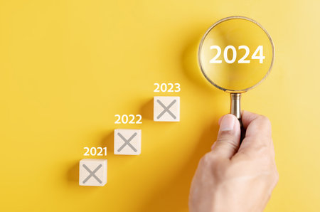 Starting New year with ambition 2024 and countdown merry christmas and happy new year, Planning and...