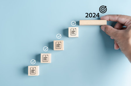 Starting New year with ambition 2024 and countdown merry christmas and happy new year, Planning and...