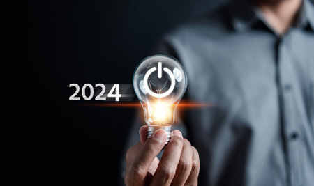 Starting New year with ambition 2024 and countdown merry christmas and happy new year, Planning and...