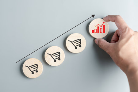 E-commerce and Online Shopping Retail Shop Concept. Man using online internet to buying product or business fast shipping delivery to customer.の写真素材