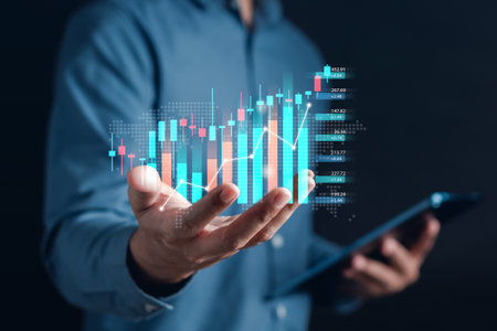 Business finance and investment concept, Capital gain world money economic growth. financial graph chart, market report on cash currency concept.の写真素材