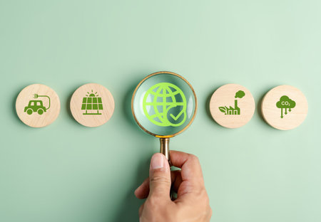 ESG Environmental, environmental, social, and governance in sustainable and ethical business on the Network connection, green energy.の写真素材