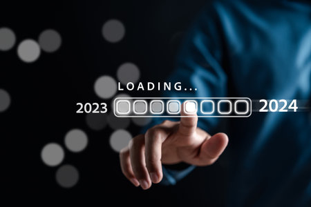 Loading progress from 2023 to 2024 to countdown merry christmas and happy new year, Planning and challenge strategy in new year 2024 Concept.の写真素材