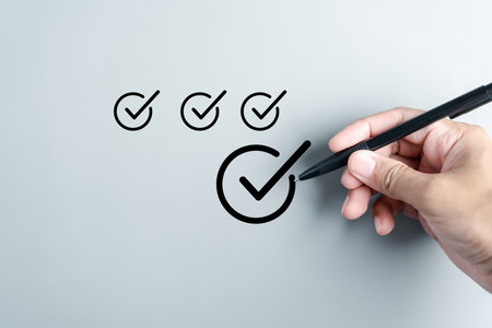 Checklist Quality Standard approved Assurance and improvement. Standardization. certification. Compliance to regulations service and standards.の写真素材