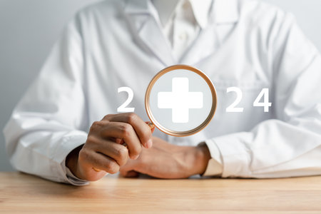 Health Care in New year 2024 countdown merry christmas and happy new year, Doctor awareness health to better and treatment healthy in new year 2024 Concept.の写真素材