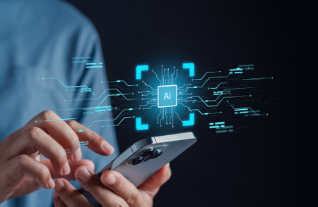 User using chat ai smart robot system intelligence Ai. Chat with AI Artificial Intelligence, developed and generate. Futuristic technology, robot in online system.の写真素材