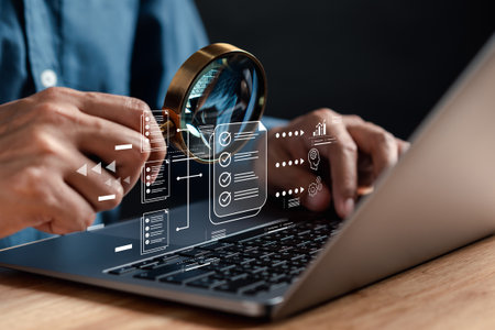 Data analysis of document ai artificial intelligence process with technology processor to planning business information data, tech, network corporate concept.の写真素材
