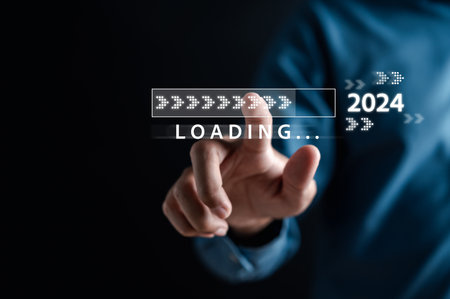 Loading progress from 2023 to 2024 to countdown happy new year.
