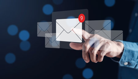 Sending email to customer, business contact concept.の写真素材