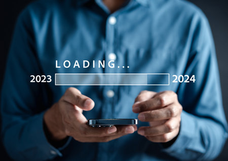 Loading progress from 2023 to 2024 to countdown merry christmas and happy new year, Planning and...