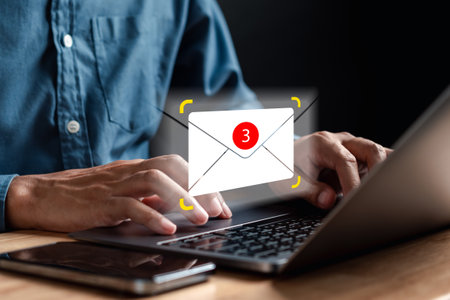 Sending email to customer, business contact concept.
