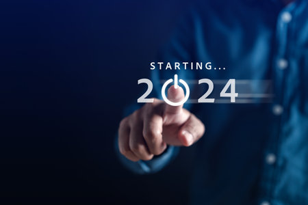 Starting New year with ambition 2024 and countdown merry christmas and happy new year, Planning and challenge strategy in new year 2024 Concept.の写真素材