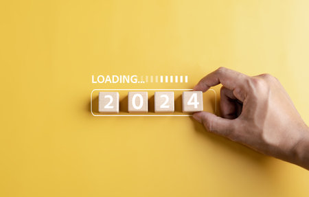 Loading progress from 2023 to 2024 to countdown merry christmas and happy new year, Planning and challenge strategy in new year 2024 Concept.の写真素材