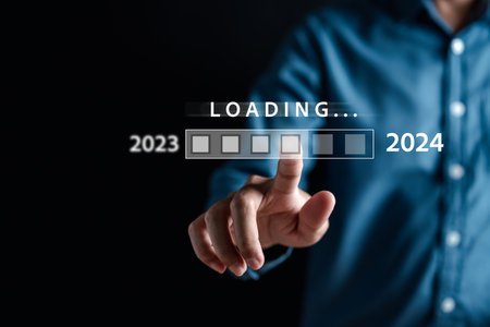 Loading progress from 2023 to 2024 to countdown merry christmas and happy new year, Planning and challenge strategy in new year 2024 Concept.の写真素材
