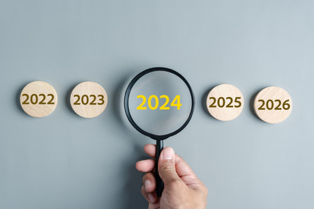 Starting New year with ambition 2024 and countdown merry christmas and happy new year, Planning and challenge strategy in new year 2024 Concept.の写真素材