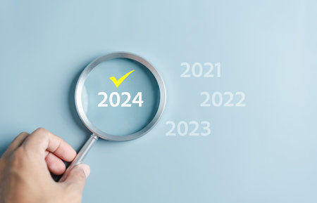 Starting New year with ambition 2024 and countdown merry christmas and happy new year, Planning and challenge strategy in new year 2024 Concept.の写真素材
