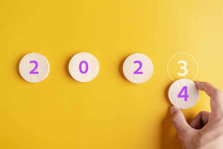 Starting New year with ambition 2024 and countdown merry christmas and happy new year, Planning and challenge strategy in new year 2024 Concept.の写真素材