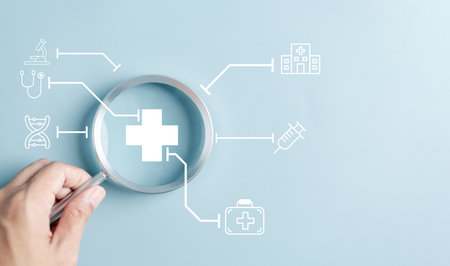 Health insurance concept. plus sign and healthcare medical icon, health and access to welfare health concept.の写真素材