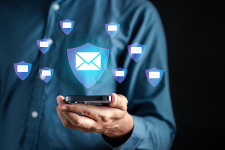 Security protection Email form spam virus for notification on internet letter security protect, junk and trash mail and compromised information.の写真素材