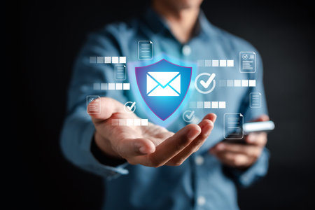 Security protection Email form spam virus for notification on internet letter security protect, junk and trash mail and compromised information.の写真素材