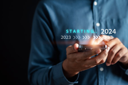 Loading progress from 2023 to 2024 to countdown merry christmas and happy new year, Planning and challenge strategy in new year 2024 Concept.の写真素材