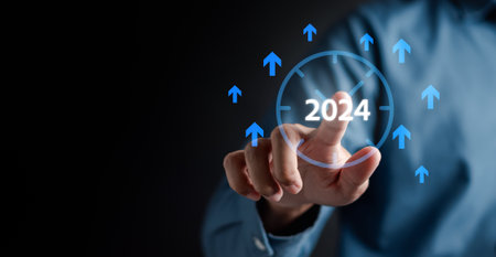 Loading progress from 2023 to 2024 to countdown merry christmas and happy new year, Planning and challenge strategy in new year 2024 Concept.の写真素材