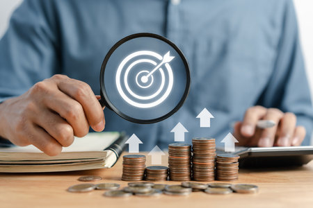 Businessman stacking money coins accounting for increase financial interest rate and business investment growth from dividend, Business Finance and Money, Save money for prepare in the future.の写真素材