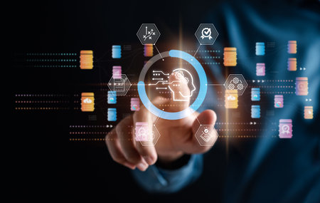 Data analysis of ai artificial intelligence process with technology processor to planning business information data, tech, network corporate concept.の写真素材