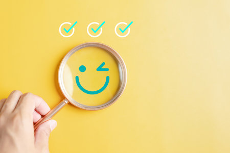 Focus happy smile face. mental health positive thinking and growth mindset, mental health care recovery to happiness emotion.の写真素材
