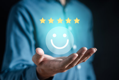 Customers rate service of Businessmen choose to rate 5 stars give five star symbol. Excellent...