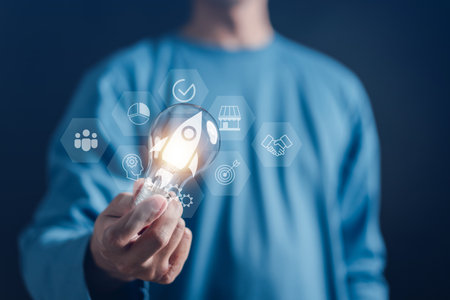 Business growth success achievement PDCA concept, step stair or ladder for planning development leadership and customer target group.の写真素材