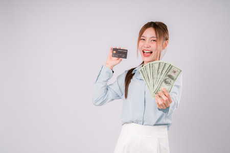 Happy Woman Money Winner Currency Rich Success Finance Successful Wealth, A Joyful Woman Celebrating...