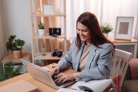 Businesswoman Planning Document Financial Report Investment Management Marketing Desk Office, Analyzing Charts and Reports While Strategizing for Business Growth and Profitabilityの写真素材
