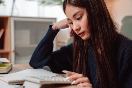Student Studying and Doing Homework Woman Young University Female Reading Education Writing, Focused...