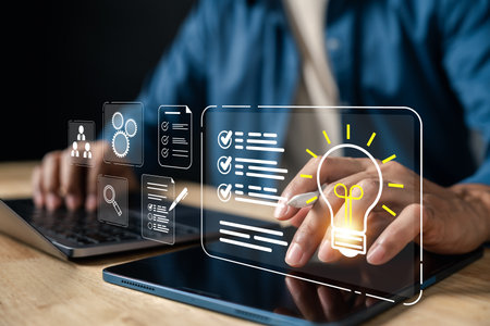 Creative idea and content management system with digital checklist, planning tools, and task tracking. Supporting workflow organization, productivity, and innovation in digital projects.の写真素材