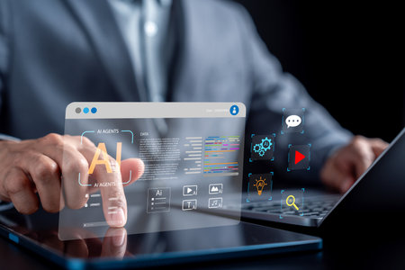 AI assistant for daily use and content creation with digital interface, chat, video, and idea....