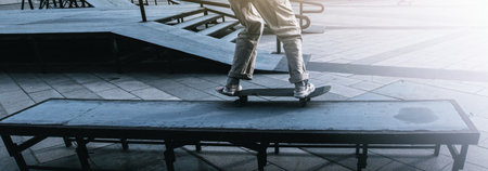 skateboard on the streetの写真素材