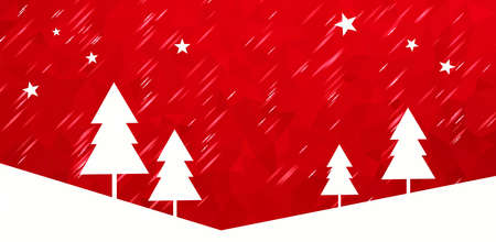 Christmas tree on red backgroundの写真素材