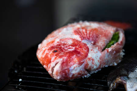 Salt - Crusted Grilled Fishの写真素材