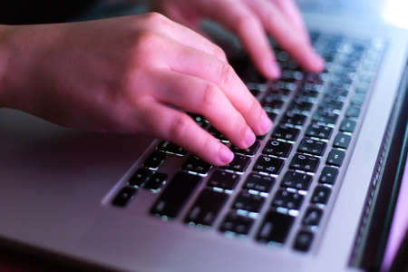 hand working with laptop