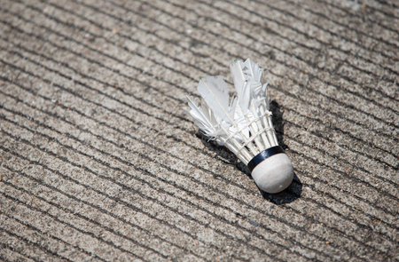 Shuttlecock on the floor. Badminton sport concept.の写真素材