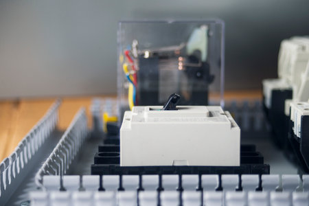 Close-up of printed circuit board with microchip and microcircuitの写真素材