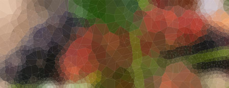 Illustration of brown, red, yellow and green abstract low poly backgroundの写真素材