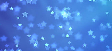Abstract blue background with stars and bokeh. Vector illustration.の写真素材